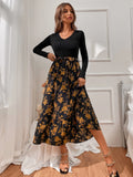 Buy Shein Floral Print Belted A Line Dress in Pakistan