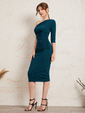 Buy Shein Modely One Shoulder Ruched Bodycon Dress in Pakistan