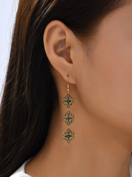 Buy Shein Hollow Out Flower Decor Drop Earrings in Pakistan