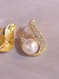 Buy Shein Rhinestone & Faux Pearl Decor Stud Earrings in Pakistan
