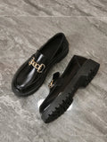 Buy Shein Round Toe Flats Women Minimalist Chain Decor Loafers in Pakistan