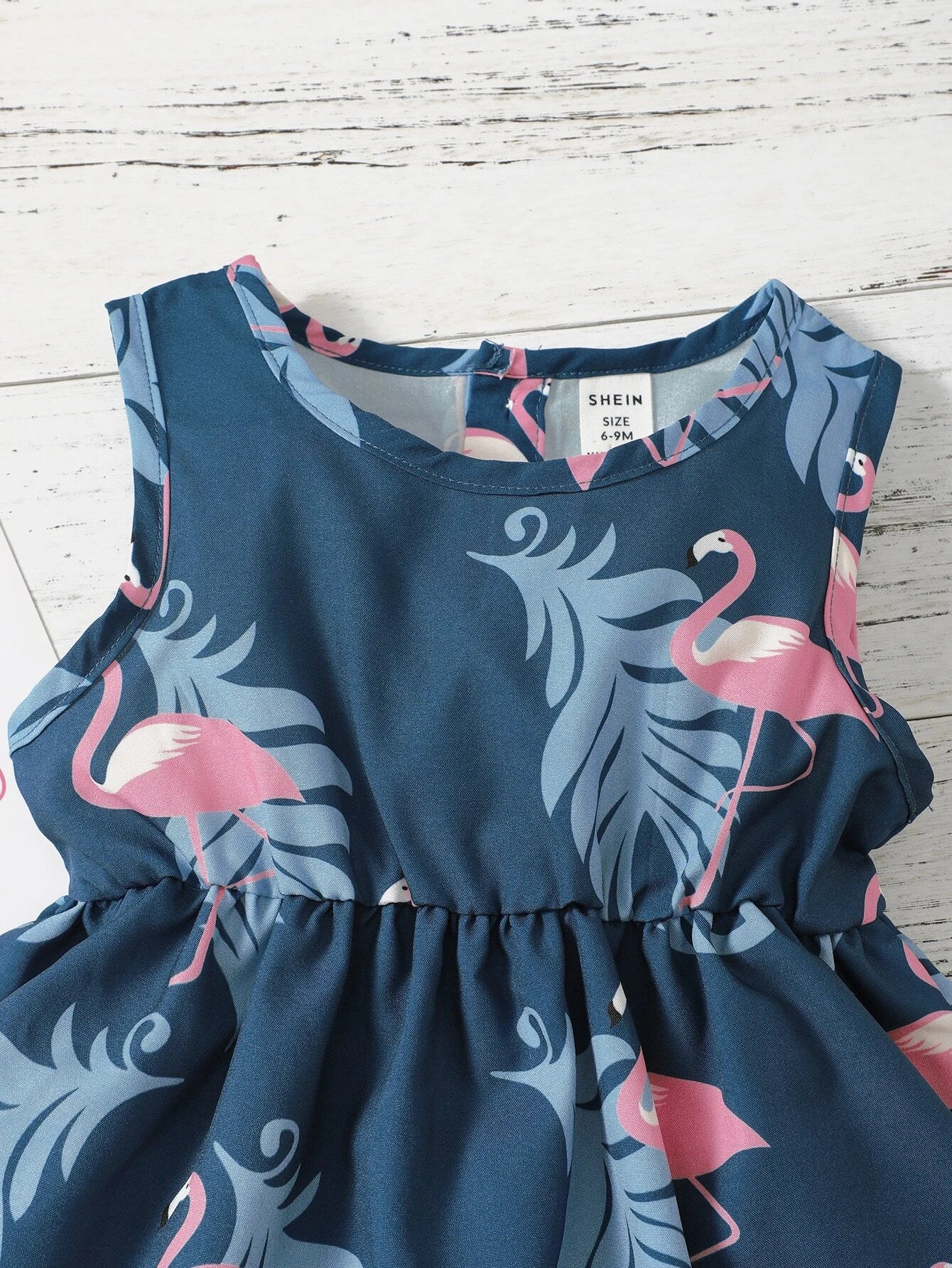Buy Shein Baby Flamingo Print Layered Hem A Line Dress With Headband in Pakistan