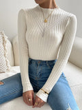 Buy Shein Eyelet Detail Ribbed Knit Mock Neck Sweater in Pakistan
