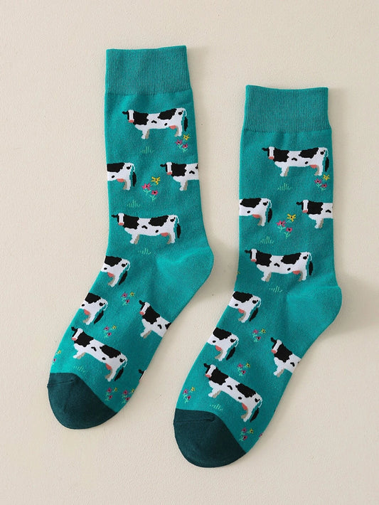 Buy Shein Cow Print Crew Socks in Pakistan