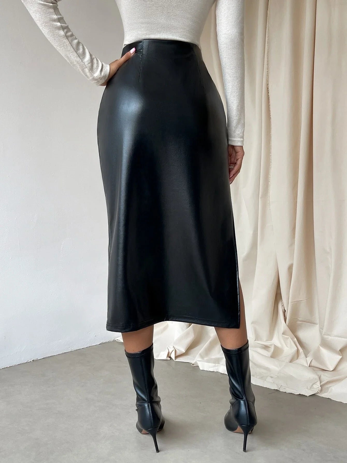 Buy Shein Split Thigh Pu Skirt in Pakistan