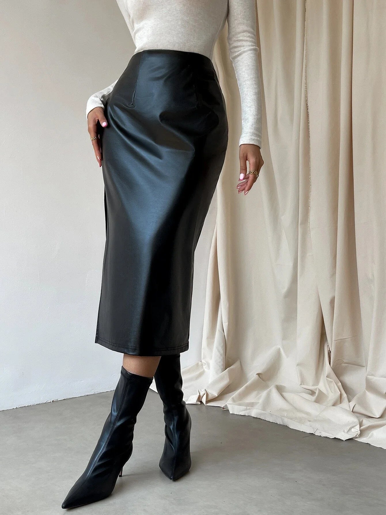 Buy Shein Split Thigh Pu Skirt in Pakistan