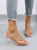 Buy Shein Women Rhinestone Decor Chunky Heeled Sandals in Pakistan