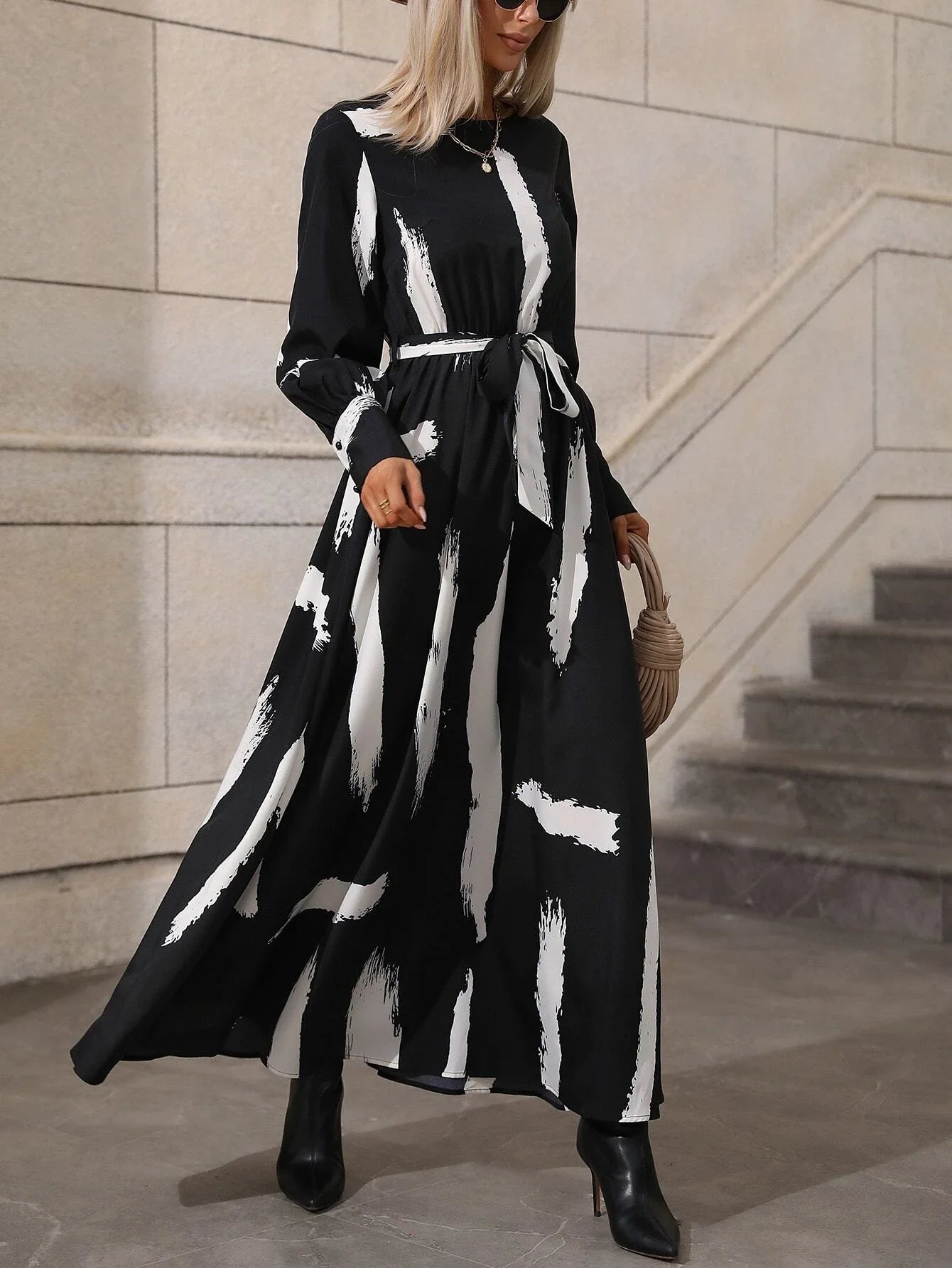 Buy Shein Graphic Print Belted Maxi Dress in Pakistan