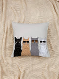 Buy Shein 1pc Cat Print Cushion Cover Without Filler in Pakistan