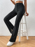Buy Shein Ezwear Striped Print Split Hem Pants in Pakistan