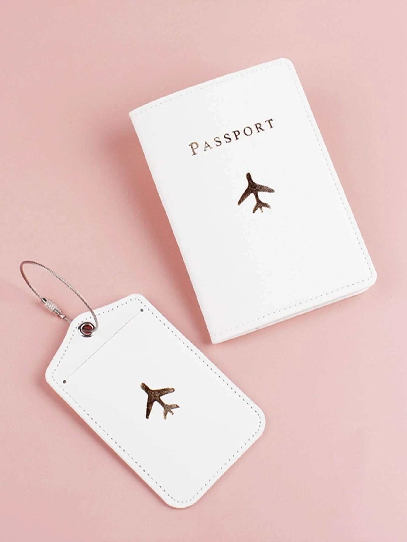 Buy Shein Plane & Letter Graphic Passport Case With Luggage Tag in Pakistan