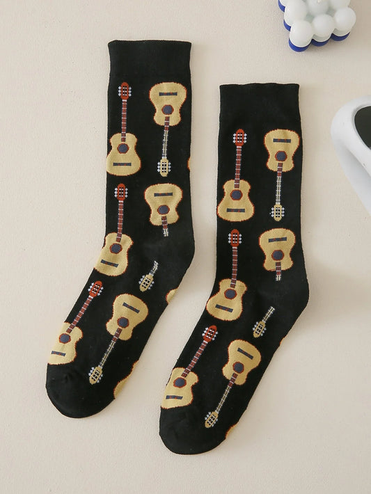 Buy Shein Musical Instrument Pattern Crew Socks in Pakistan