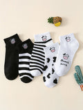 Buy Shein Striped & Cow Pattern Ankle Socks in Pakistan