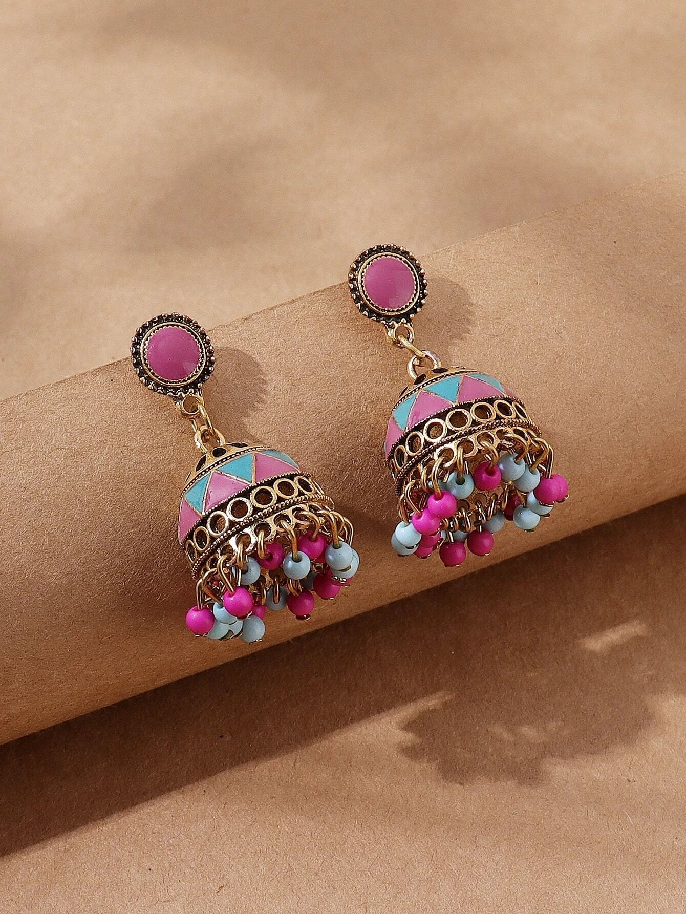 Buy Shein Bead Tassel Jhumka Drop Earrings in Pakistan