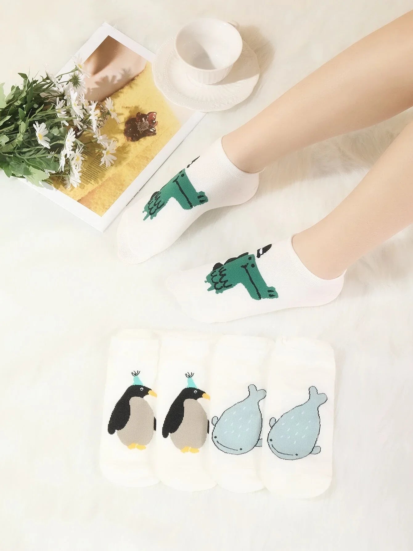 Buy Shein 3pairs Cartoon Graphic Ankle Socks in Pakistan