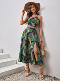 Buy Shein Vcay Tropical Print Cami Top & Split Thigh Skirt in Pakistan