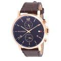 Buy Tommy Hilfiger Mens Quartz Brown Leather Strap Blue Dial 44mm Watch - 1710453 in Pakistan