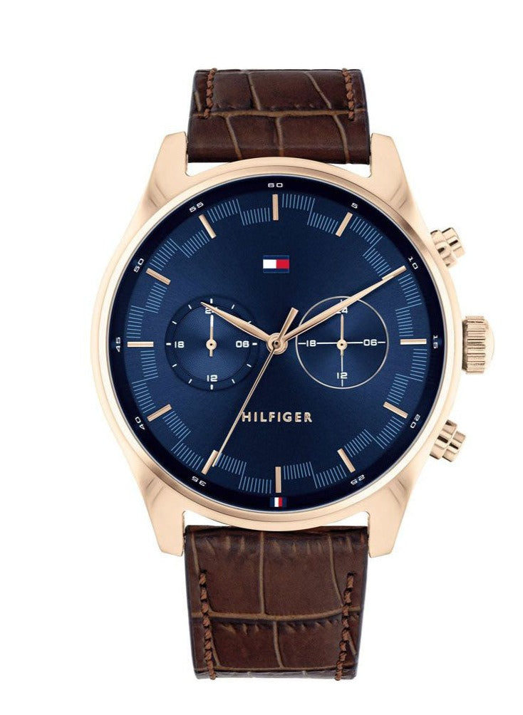 Buy Tommy Hilfiger Mens Quartz Leather Strap Blue Dial 44mm Watch - 1710423 in Pakistan