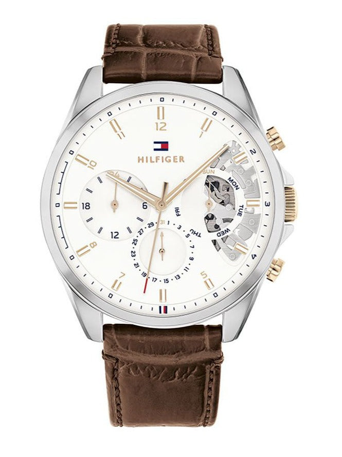 Buy Tommy Hilfiger Mens Quartz Leather Strap Silver Dial 44mm Watch - 1710450 in Pakistan