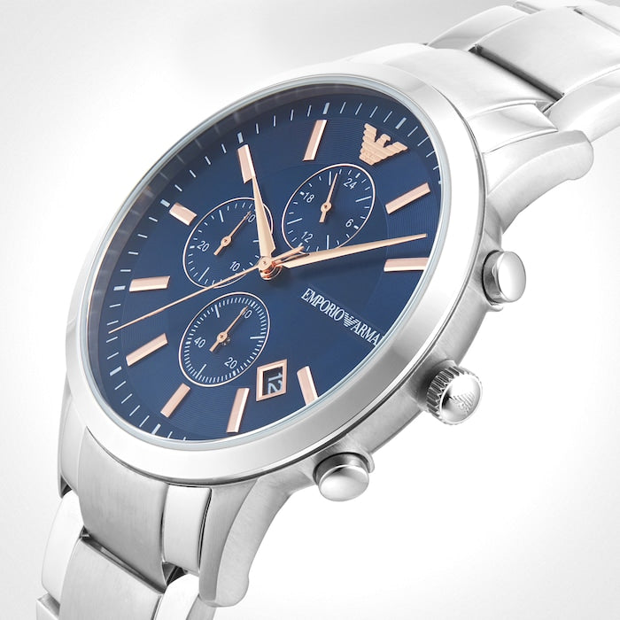 Buy Emporio Armani Mens Chronograph Stainless Steel Blue Dial 43mm Watch - Ar11458 in Pakistan