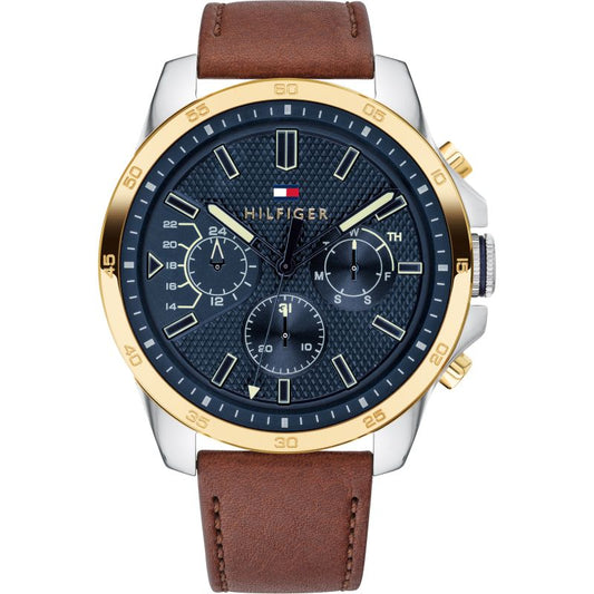 Buy Tommy Hilfiger Mens Quartz Leather Strap Blue Dial 48mm Watch - 1791561 in Pakistan