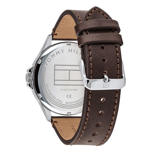 Buy Tommy Hilfiger Analogue Quartz Brown Leather Strap Grey Dial 46mm Watch for Men - 1791615 in Pakistan