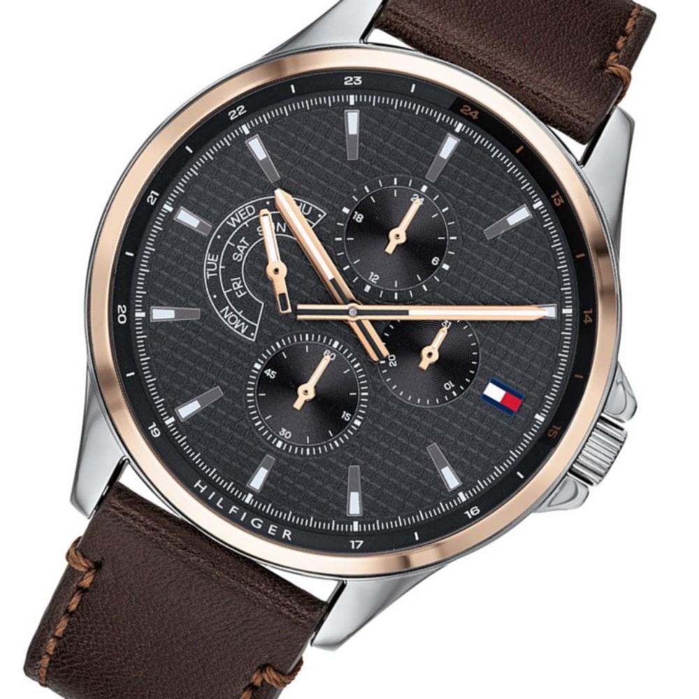 Buy Tommy Hilfiger Analogue Quartz Brown Leather Strap Grey Dial 46mm Watch for Men - 1791615 in Pakistan