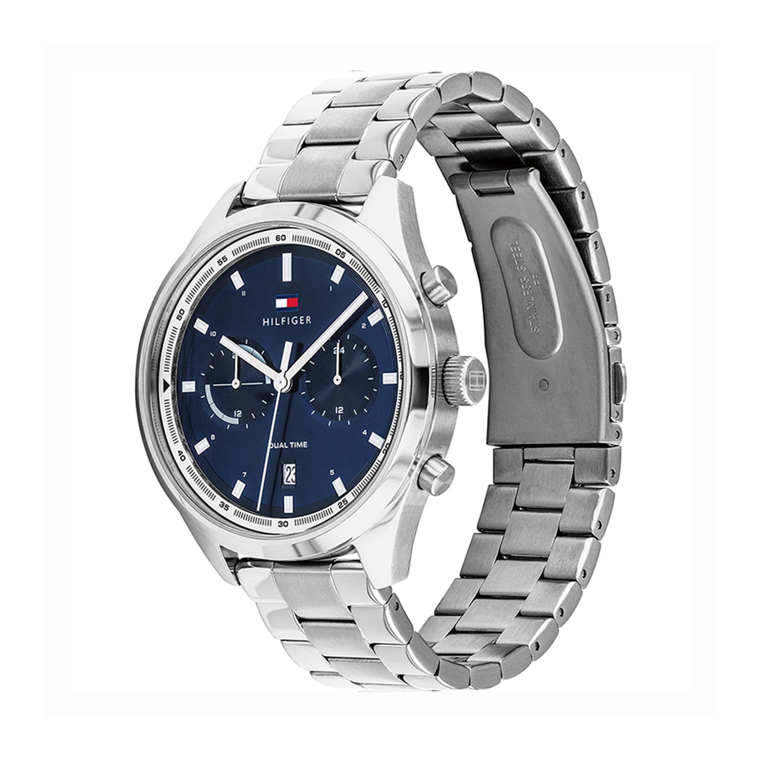 Buy Tommy Hilfiger Mens Quartz Silver Stainless Steel Blue Dial 44mm Watch - 1791725 in Pakistan