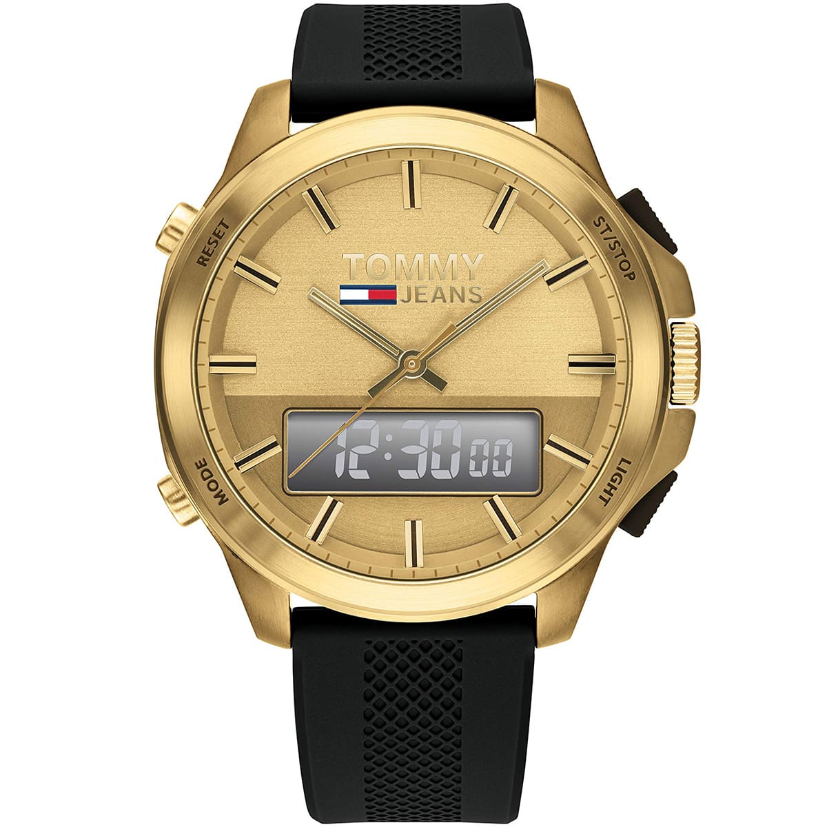 Buy Tommy Hilfiger Mens Analog Digital Silicone Strap Gold Dial 46mm Watch - 1791762 in Pakistan