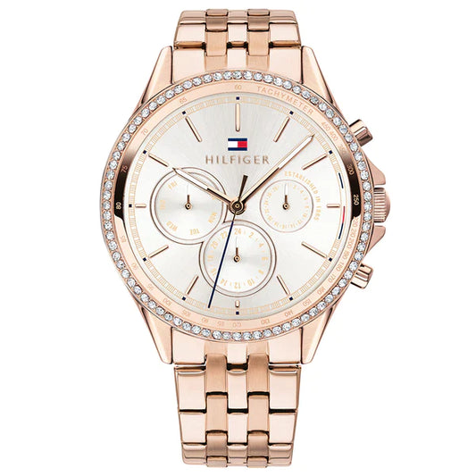 Buy Tommy Hilfiger Womens Quartz Rose Gold Stainless Steel Silver Dial 38mm Watch - 1791978 in Pakistan