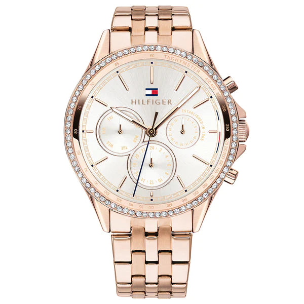 Buy Tommy Hilfiger Womens Quartz Rose Gold Stainless Steel Silver Dial 38mm Watch - 1791978 in Pakistan