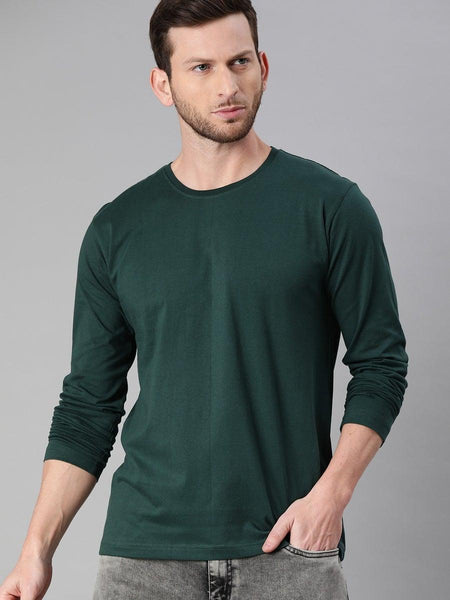 Buy Unisex Basic Full Sleeve T-Shirt - Dark Green in Pakistan