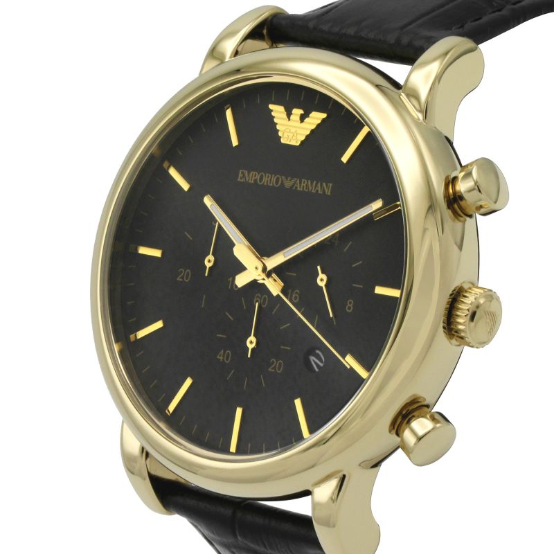 Buy Emporio Armani Chronograph Men’s Quartz Leather Strap Black Dial 46mm Watch - AR1917 in Pakistan