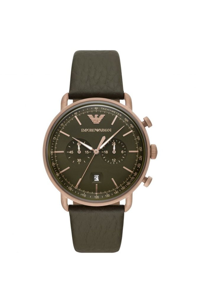 Buy Emporio Armani Men’s Quartz Leather Strap Green Dial 43mm Watch AR11421 in Pakistan