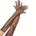 Buy SHEIN 1pair Fishnet Gloves With Star & Rhinestone Decor, Fashionable Elbow Length Sexy Costume Accessory in Pakistan