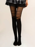 Buy 1pc Black Japanese Style Sheer Thigh High Stockings With Bowknot Garter Belt JK Cosplay Tights in Pakistan