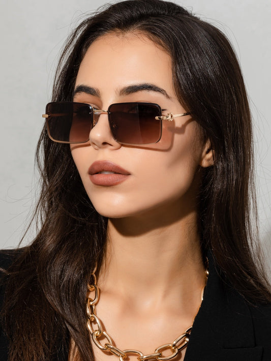 Buy Shein 1pc Women's Metal Square Frame Fashionable Sunglasses in Pakistan