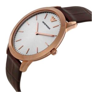 Buy Emporio Armani Quartz Brown Leather Strap Silver Dial 42mm Watch for Men - Ar1743 in Pakistan