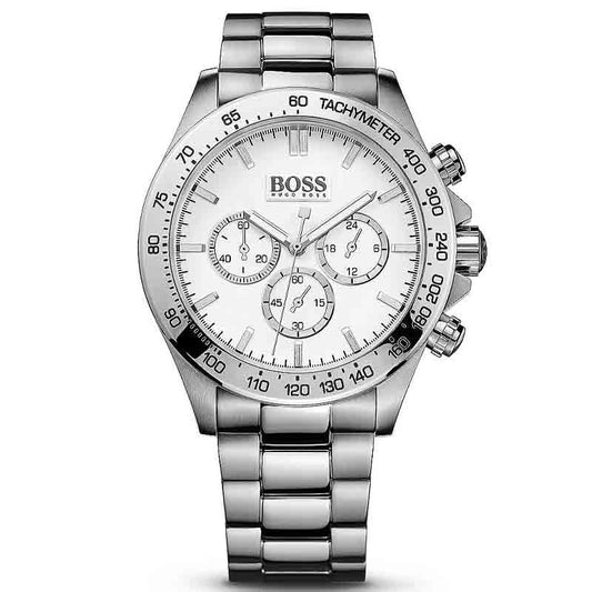 Buy Hugo Boss Mens Chronograph Quartz Stainless Steel White Dial 44mm Watch - 1512962 in Pakistan