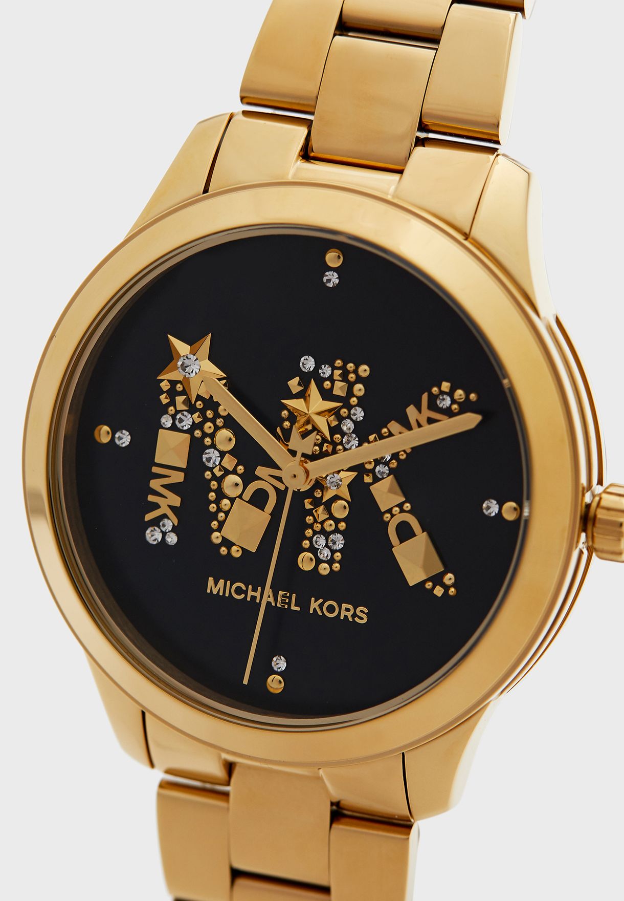 Buy Michael Kors Womens Quartz Runway Gold Stainless Steel Black Dial 38mm Watch - Mk6682 in Pakistan