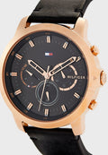 Buy Tommy Hilfiger Mens Quartz Black Leather Strap Black Dial 46mm Watch - 1791798 in Pakistan