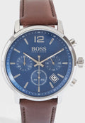 Buy Hugo Boss Mens Quartz Brown Leather Strap Blue Dial 42mm Watch - 1513606 in Pakistan