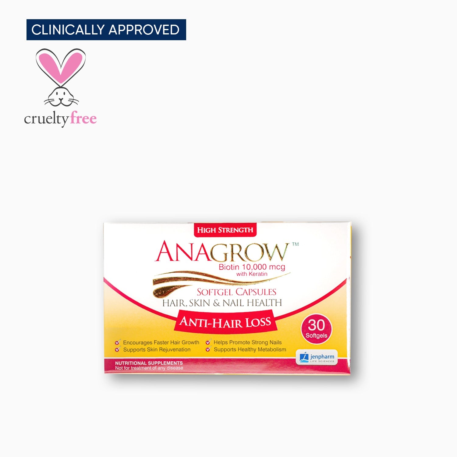 Buy JenPharm Anagrow Biotin with Keratin Anti Hair Loss Capsules - 30 Gels in Pakistan