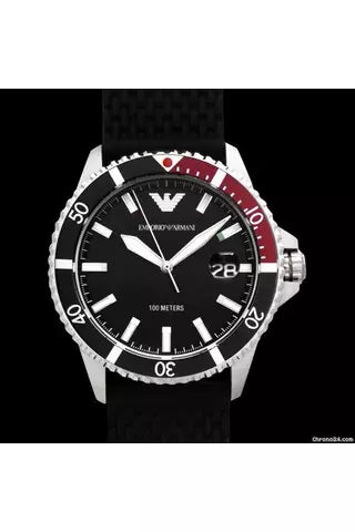 Buy Emporio Armani Diver Black Stainless Steel Mesh Black Dial Quartz Watch For Gents- Emporio Armani AR11341 in Pakistan