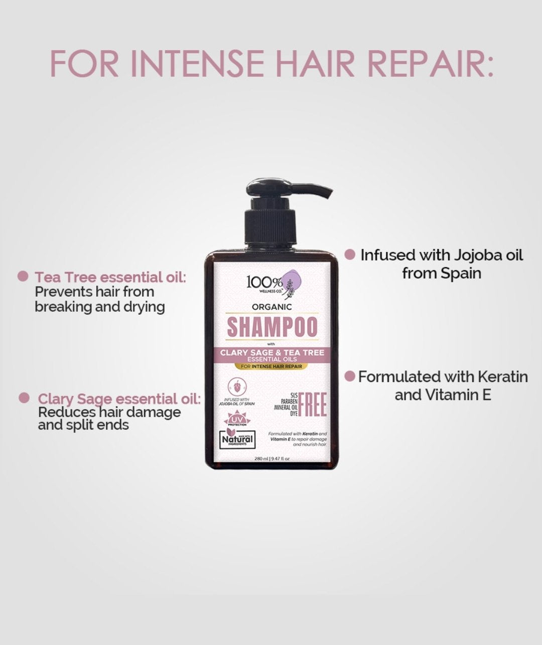 Buy Hair Repair Shampoo with Clary Sage & Tea Tree Essential Oils - 280ml in Pakistan