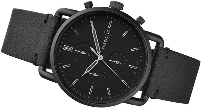 Buy Men's Quartz Commuter Black Leather Strap Black Dial 43Mm Watch in Pakistan