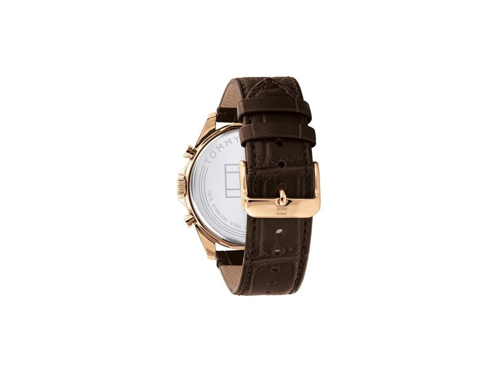 Buy Tommy Hilfiger Mens Quartz Brown Leather Strap Blue Dial 44mm Watch - 1710453 in Pakistan