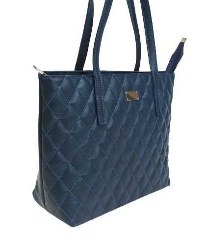 Buy Negative Apparel Quilted Pattern Shoulder Tote Bag FD - Blue in Pakistan
