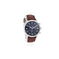 Buy Men's Quartz Stainless Steel Blue Dial Brown Leather Strap 44Mm Watch in Pakistan