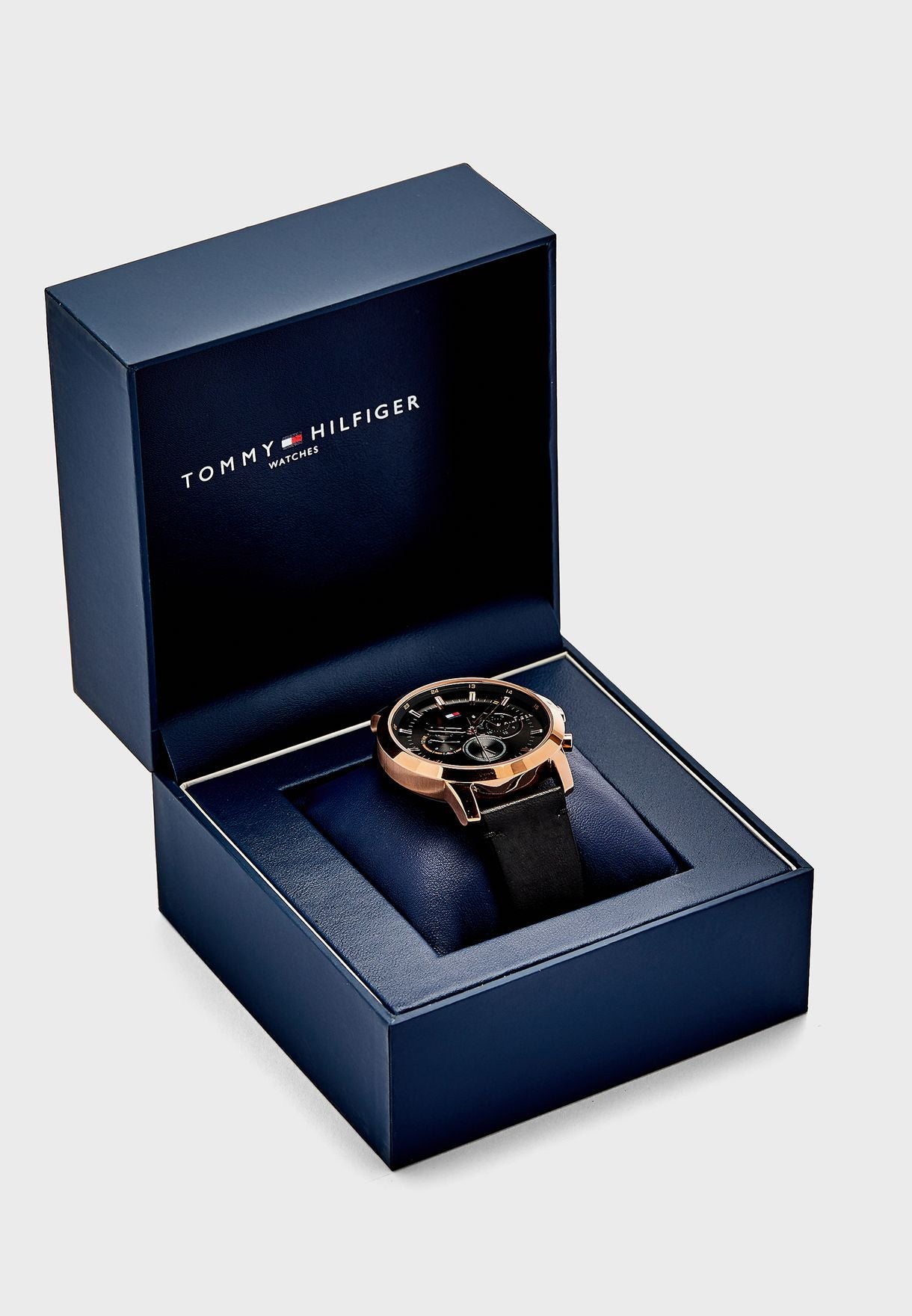 Buy Tommy Hilfiger Mens Quartz Black Leather Strap Black Dial 46mm Watch - 1791798 in Pakistan